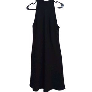 Jones Wear Sleeveless Black Midi Dress Sz 14 Fit & Flare High Halter Neckline